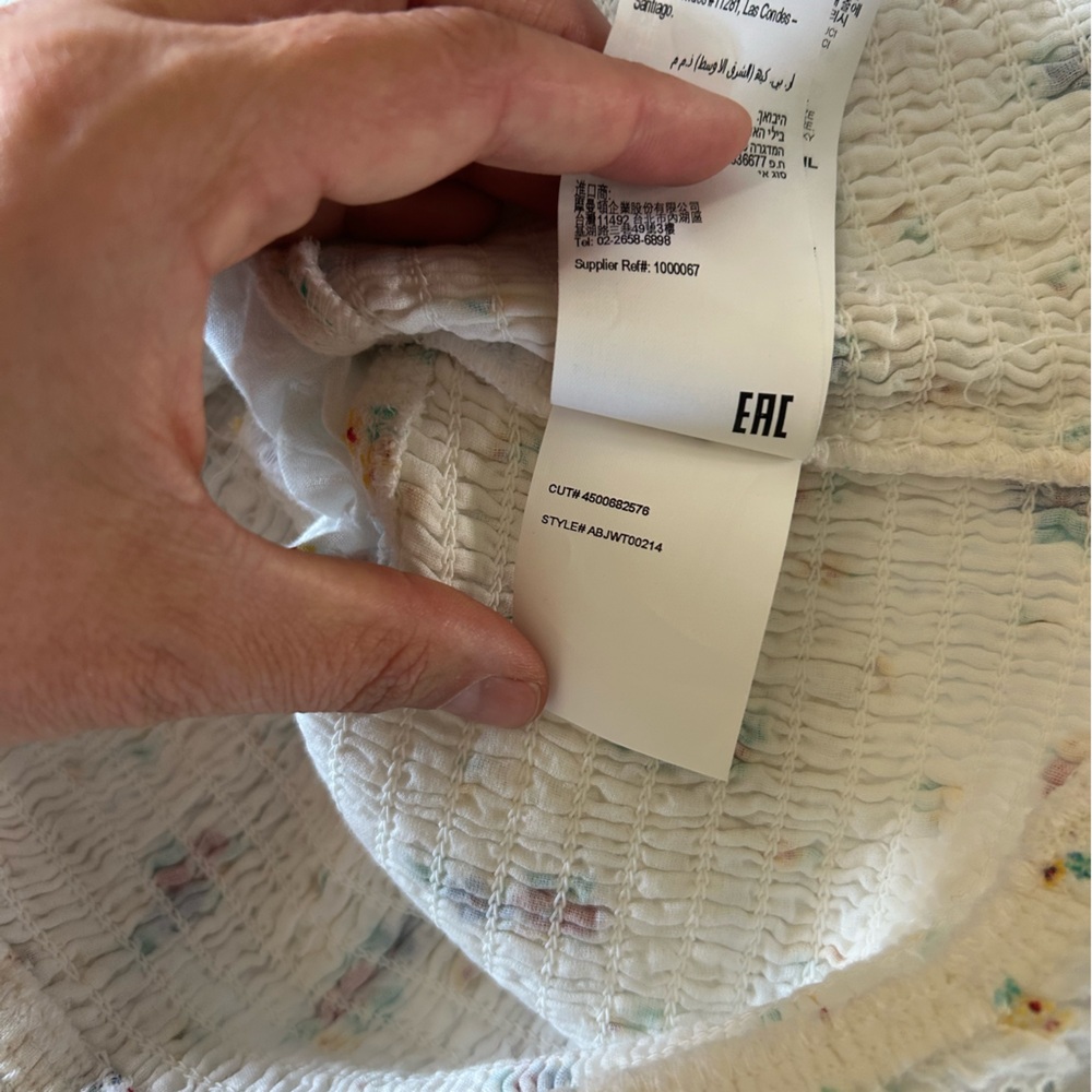Billabong x Wrangler White Floral Balloon Sleeve Crop Top Size M $80 Smocked NEW - Picture 6 of 12